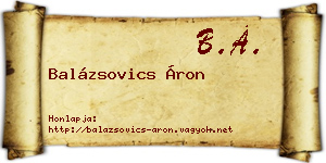 Balázsovics Áron névjegykártya