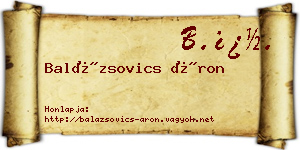Balázsovics Áron névjegykártya