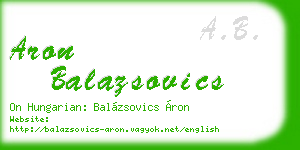 aron balazsovics business card