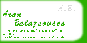 aron balazsovics business card